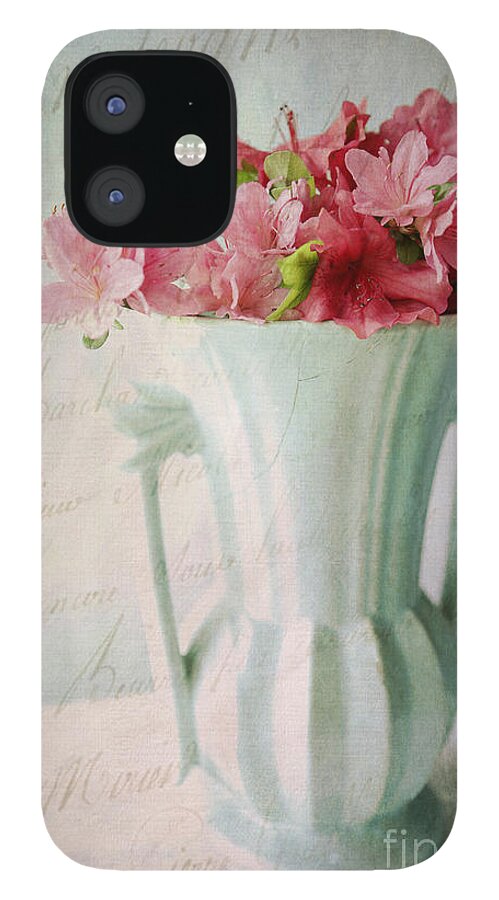 Spring Flowers iPhone 12 Case featuring the photograph Antique Green Vase with Flowers by JBK Photo Art