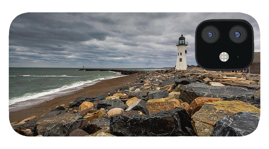 Lighthouse iPhone 12 Case featuring the photograph Grey Day at Scituate Lighthouse by Brian MacLean