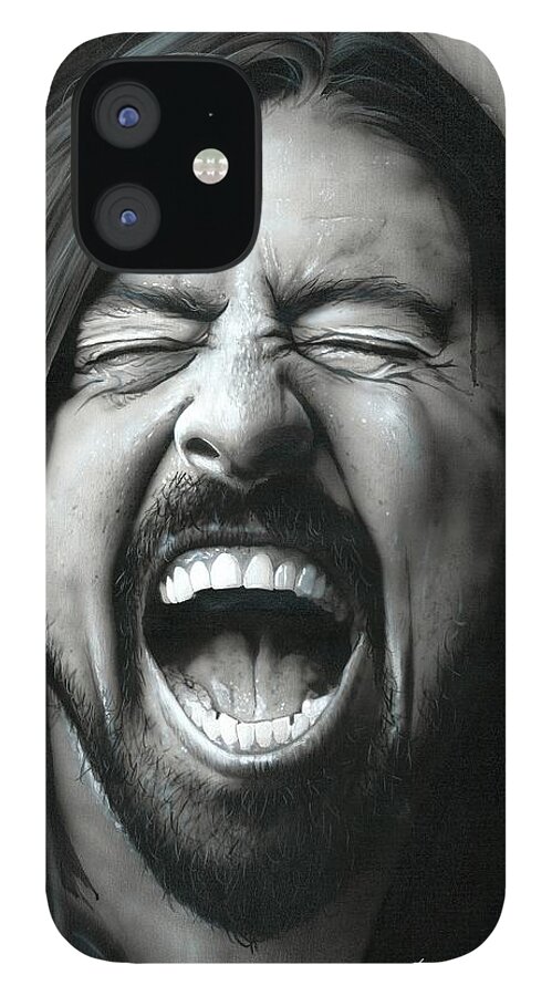 Christian Chapman iPhone 12 Case featuring the painting Grohl in Black III by Christian Chapman Art