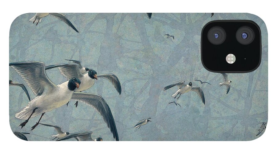 Gulls iPhone 12 Case featuring the painting Gulls by James W Johnson
