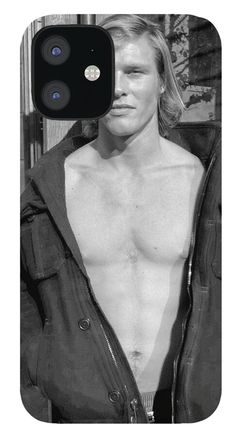Shirtless Guy iPhone 12 Case featuring the photograph Guy Black and White by Matthew Bamberg