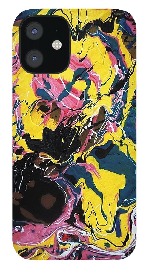 Abstract Media iPhone 12 Case featuring the painting Happiness by Rebecca Flores