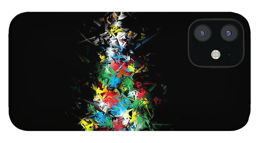 Christmas Card iPhone 12 Case featuring the digital art Happy Holidays - Abstract Tree - horizontal by Ludwig Keck