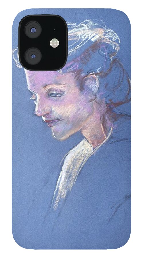 Headshot iPhone 12 Case featuring the painting Head study 6 by Barbara Pease