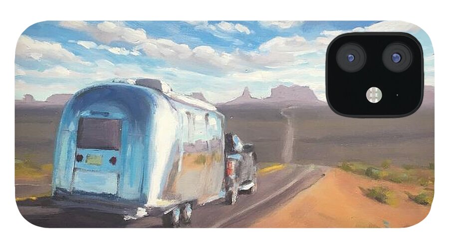 Airstream iPhone 12 Case featuring the painting Heading South Towards Monument Valley by Elizabeth Jose