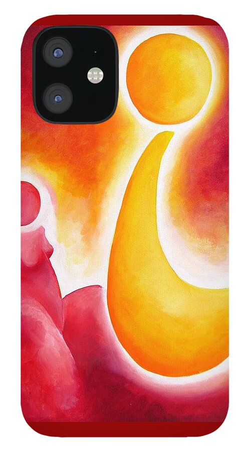 Red iPhone 12 Case featuring the painting He's... my joy by Jennifer Hannigan-Green