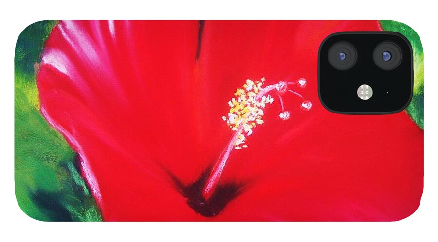  iPhone 12 Case featuring the pastel Hibiscus 2 by Melinda Etzold