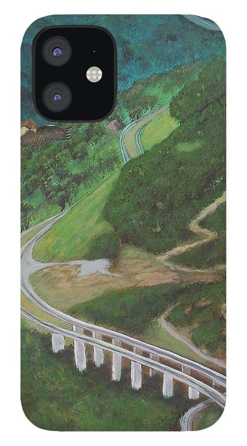Red Tail Hawk iPhone 12 Case featuring the painting Highway by Tony Rodriguez
