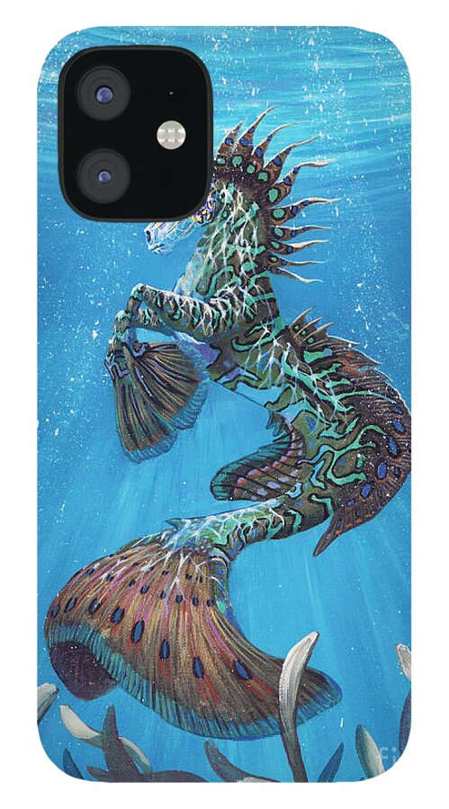 Seahorse iPhone 12 Case featuring the painting Hippocampus by Stanley Morrison