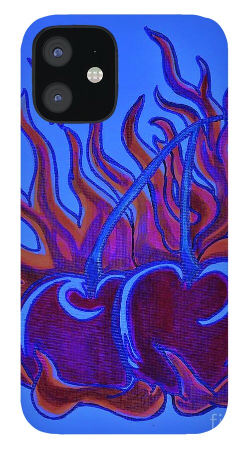  Mixed Media iPhone 12 Case featuring the drawing Hot Stuff by Barbara Donovan