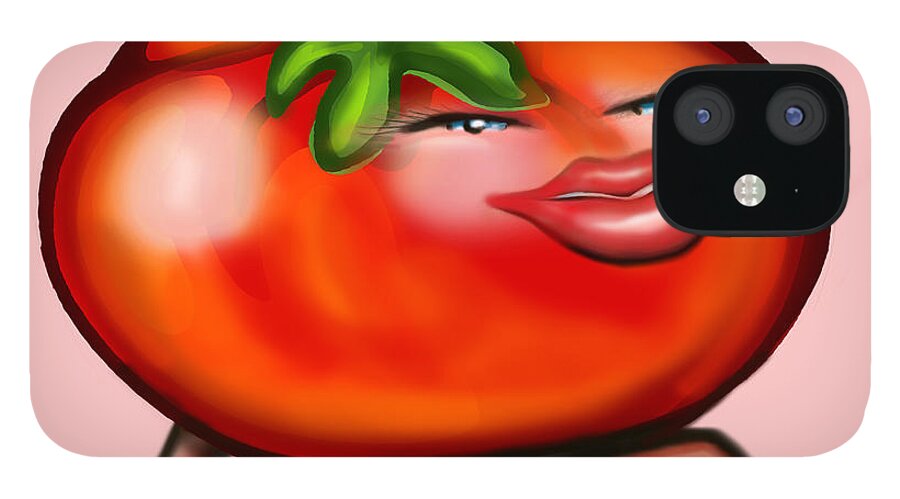 Tomato iPhone 12 Case featuring the greeting card Hot Tomato by Kevin Middleton