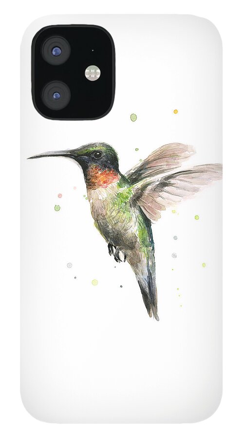 Animal iPhone 12 Case featuring the painting Hummingbird by Olga Shvartsur