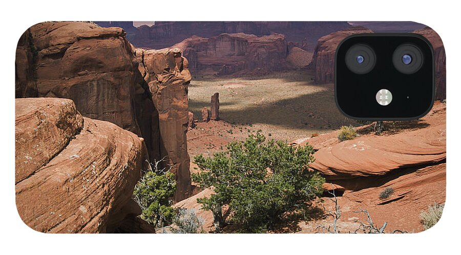 Monument Valley iPhone 12 Case featuring the photograph Hunt's Mesa and Monument Valley by Dan Norris