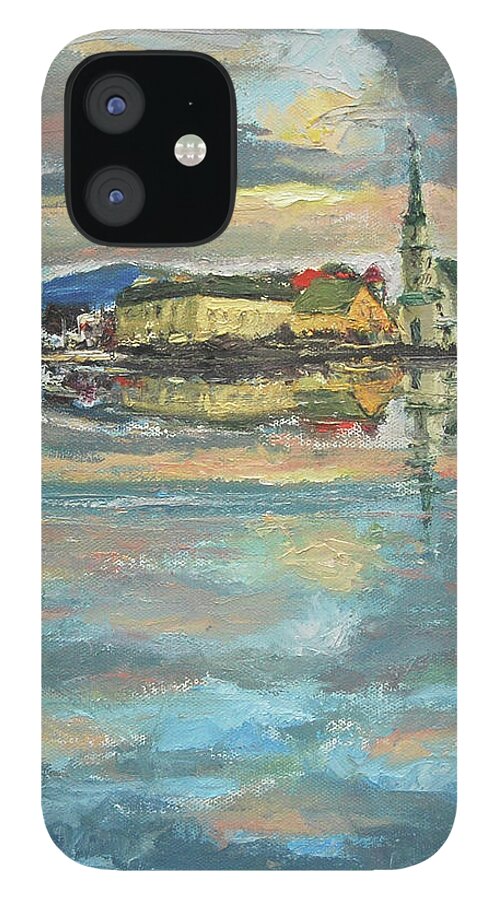 Oil iPhone 12 Case featuring the painting Icelandic 9 - Serene by HweeYen Ong
