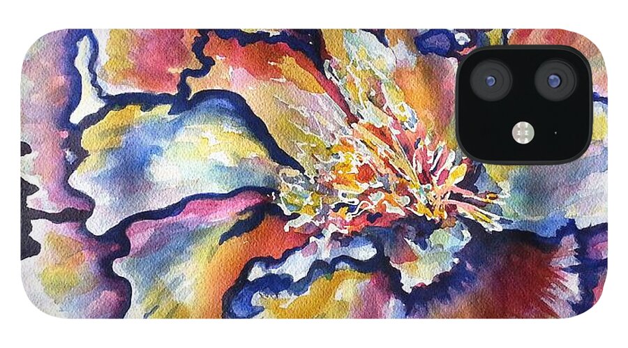 Watercolor iPhone 12 Case featuring the painting In Bloom by Kim Shuckhart Gunns