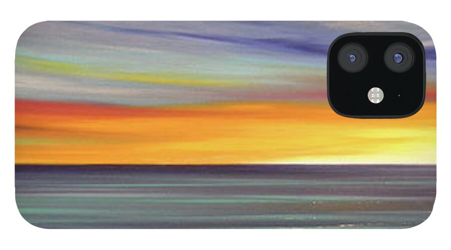 Sunset iPhone 12 Case featuring the painting In the Moment Panoramic Sunset by Gina De Gorna