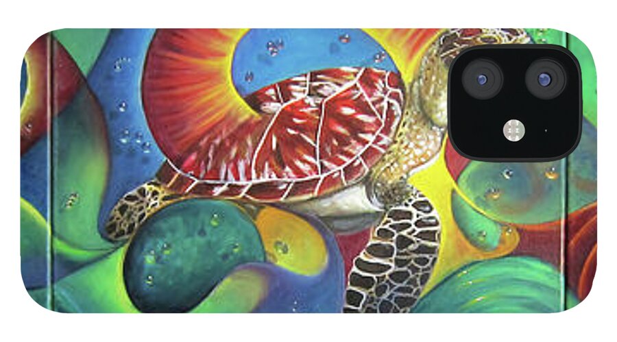 Curvismo iPhone 12 Case featuring the painting In The Sea by Sherry Strong