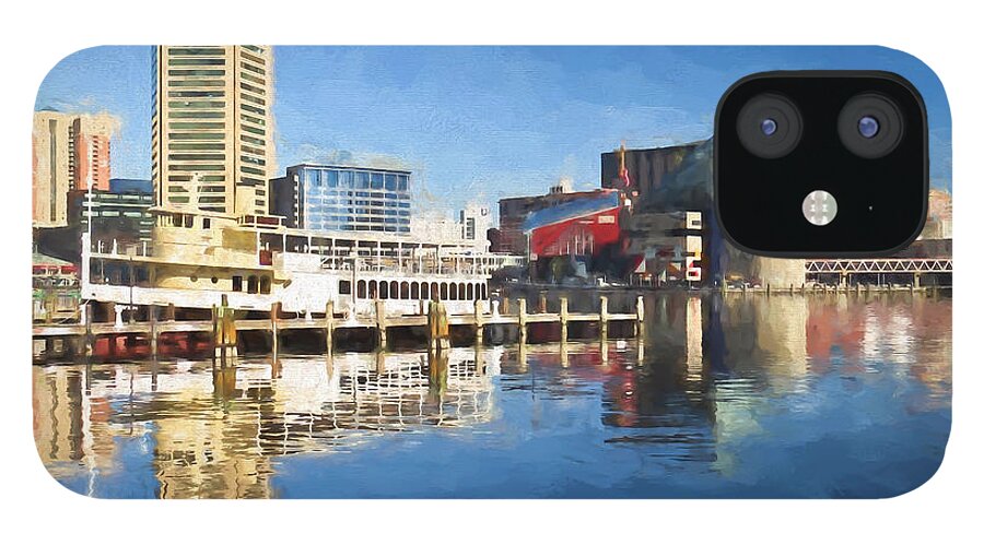 Baltimore Inner Harbor iPhone 12 Case featuring the painting Inner Harbor Reflections by Kerri Farley