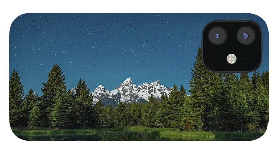 Grand Teton iPhone 12 Case featuring the photograph Iridium Flare over Grand Teton by Darren White