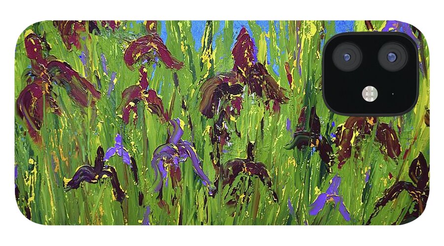  iPhone 12 Case featuring the painting Iris Garden by Barrie Stark
