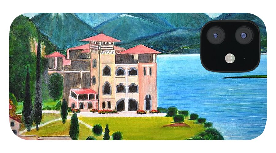 James Bond iPhone 12 Case featuring the painting Italian Landscape-Casino Royale by Manjiri Kanvinde