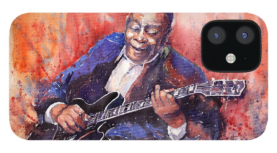 Jazz iPhone 12 Case featuring the painting Jazz B B King 06 a by Yuriy Shevchuk