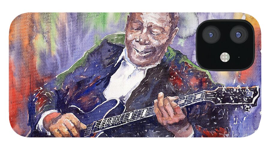 Jazz iPhone 12 Case featuring the painting Jazz B B King 06 by Yuriy Shevchuk