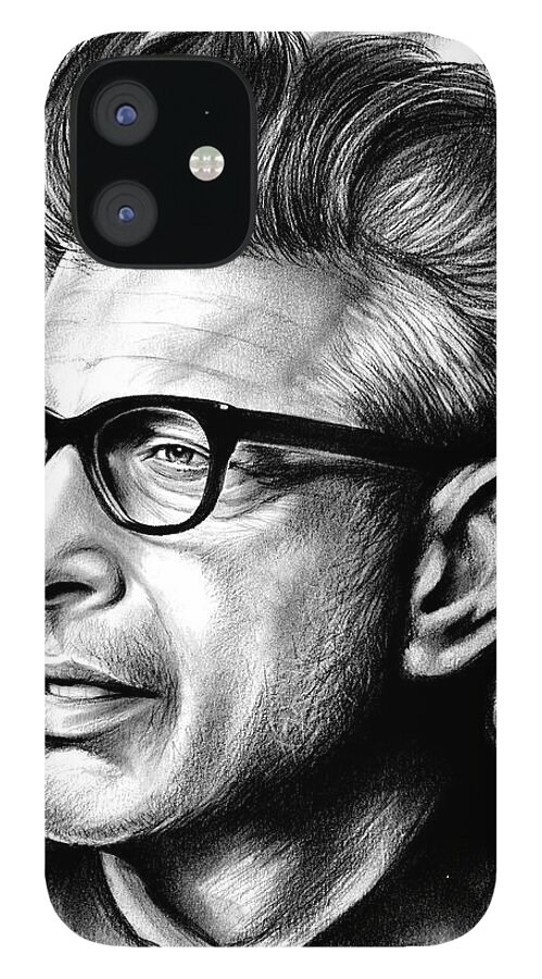 Jeff Goldblum iPhone 12 Case featuring the drawing Jeff Goldblum by Greg Joens