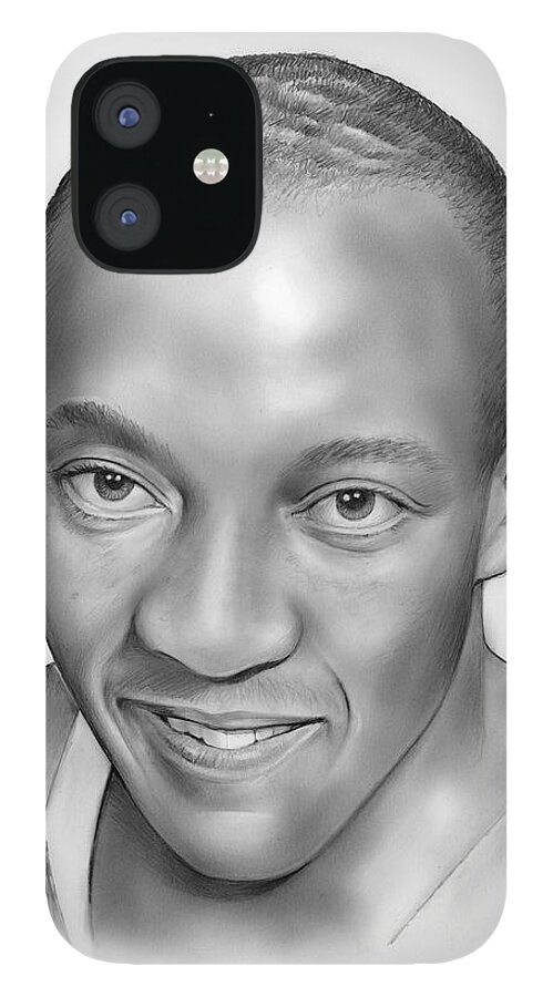 Jesse Owens iPhone 12 Case featuring the drawing Jesse Owens by Greg Joens