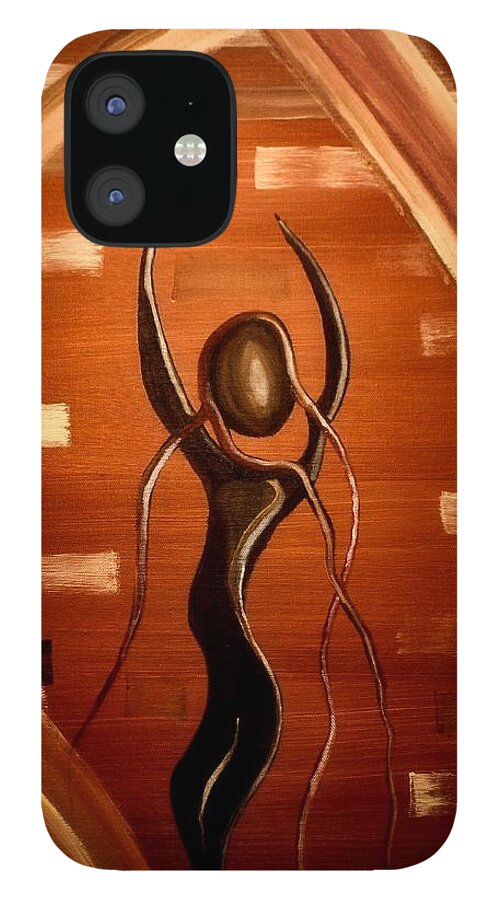 Dancing iPhone 12 Case featuring the painting JFX2015- Dancing Ember by Emilio Arostegui