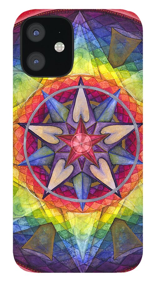 Mandala iPhone 12 Case featuring the painting Joy Mandala by Jo Thomas Blaine