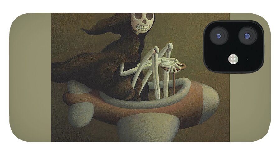 Skeleton iPhone 12 Case featuring the painting Joy Ride by Chris Miles