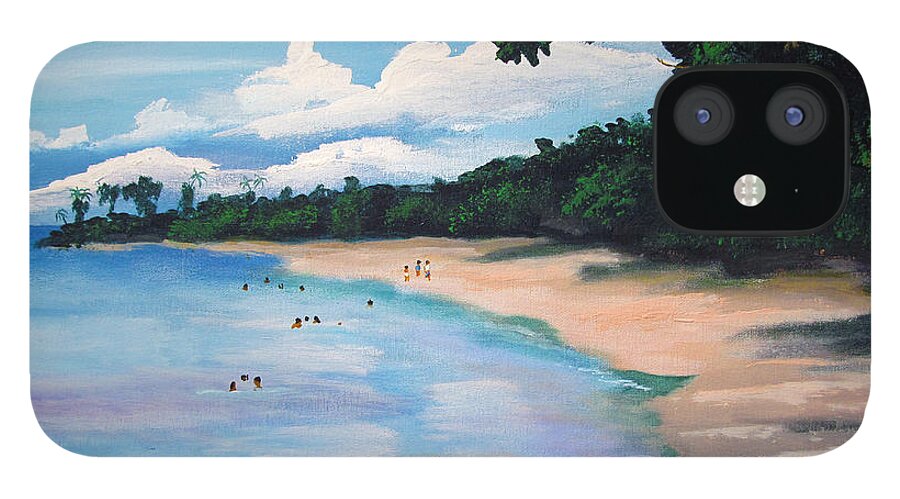 Seascape iPhone 12 Case featuring the painting Joyful Times by Luis F Rodriguez