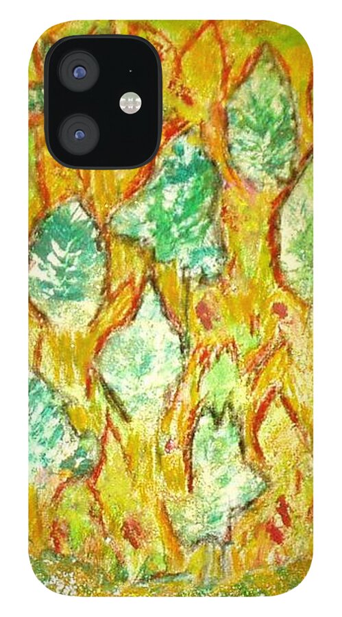 Leaves iPhone 12 Case featuring the painting Jungle by Pilbri Britta Neumaerker