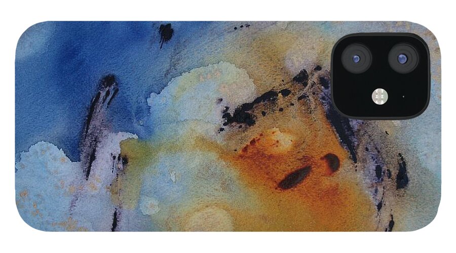 Abstract iPhone 12 Case featuring the painting Just Go with the Flow by Louise Adams