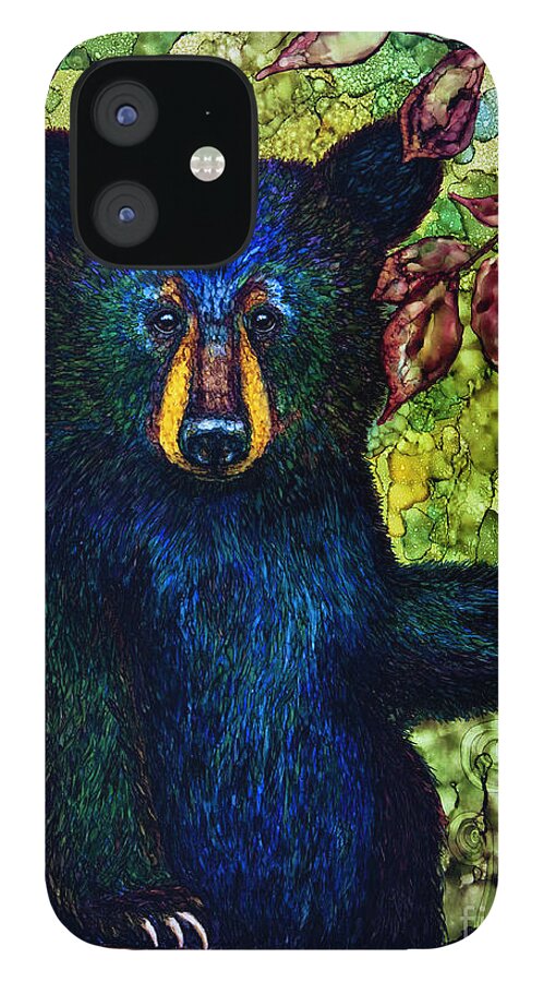 Alcohol Ink iPhone 12 Case featuring the painting Just Sitting.... by Jan Killian