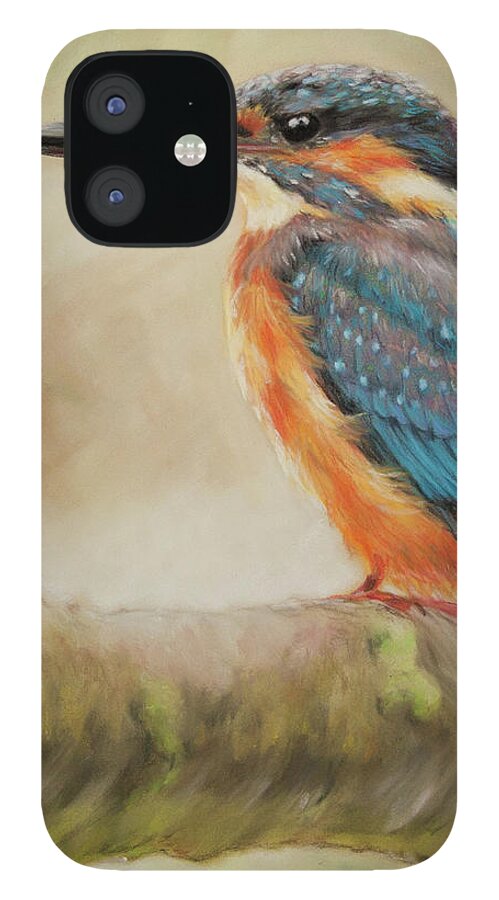 Kingfisher iPhone 12 Case featuring the pastel Kingfisher by Kirsty Rebecca