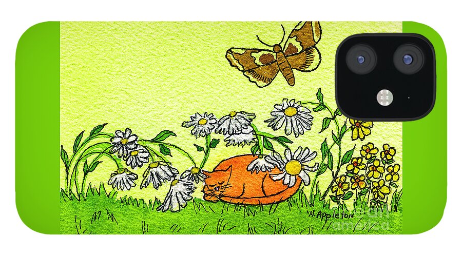 Garden iPhone 12 Case featuring the painting Kitty in the Garden by Norma Appleton