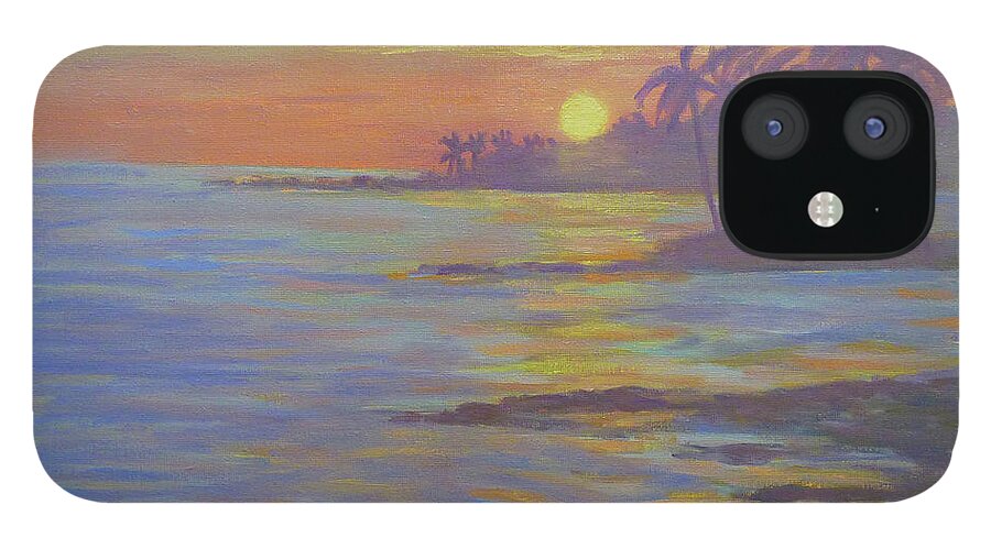 Hawaii iPhone 12 Case featuring the painting Kona Sunset by Stan Chraminski