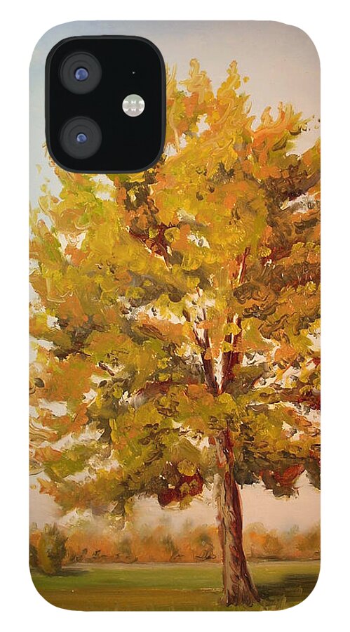 Tree iPhone 12 Case featuring the painting Landscape Oil Painting by Karla Beatty