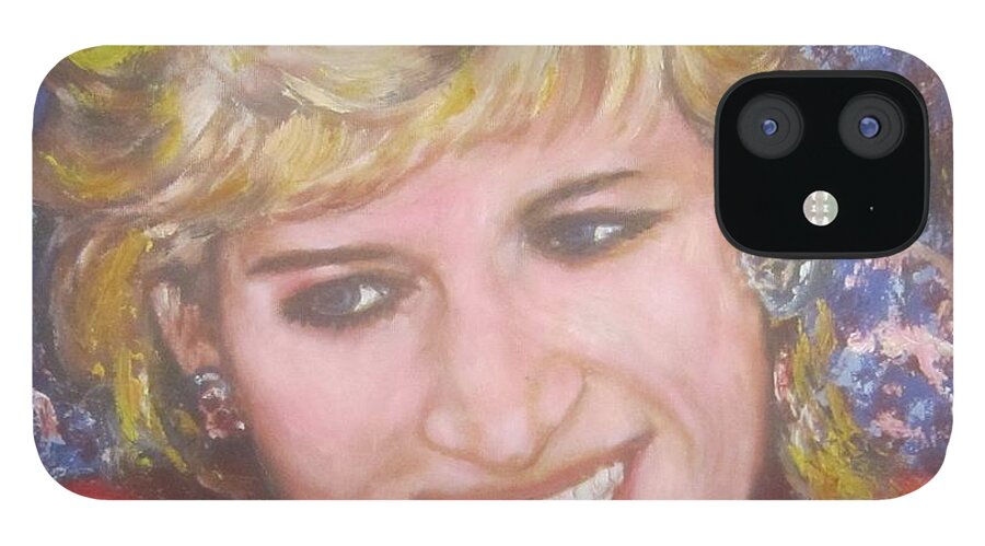 Princess. Royal Family iPhone 12 Case featuring the painting Late Princess Diana by Sam Shaker
