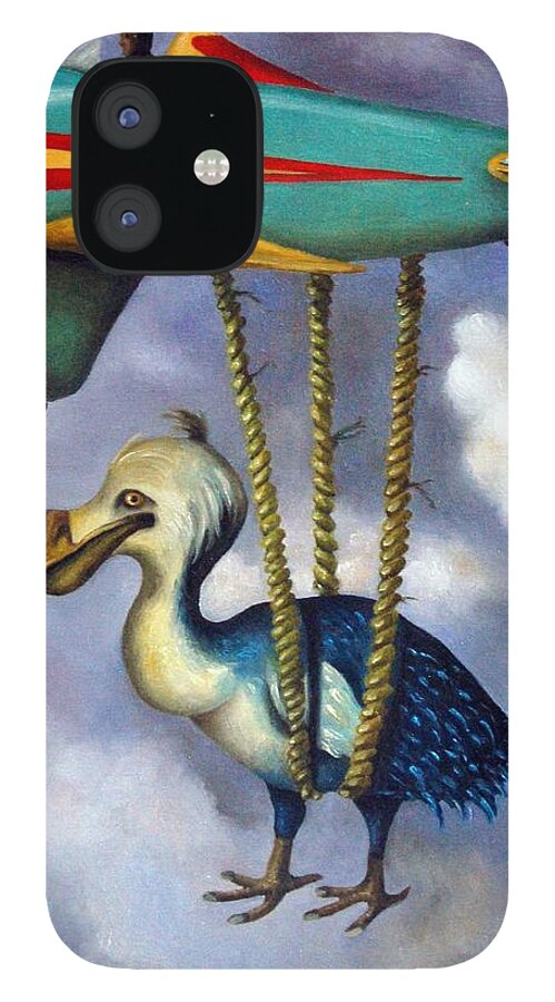 Dodo Bird.peashooter Plane.airplane iPhone 12 Case featuring the painting Lazy Bird by Leah Saulnier The Painting Maniac