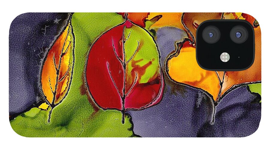 Leaf iPhone 12 Case featuring the painting Leaf Brilliance by Susan Kubes