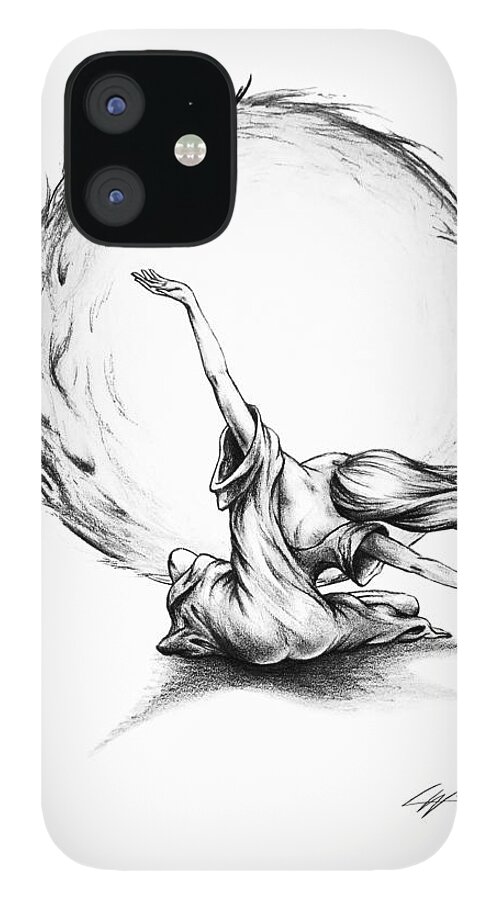 Flight iPhone 12 Case featuring the drawing Learning to Fly by Lucy West