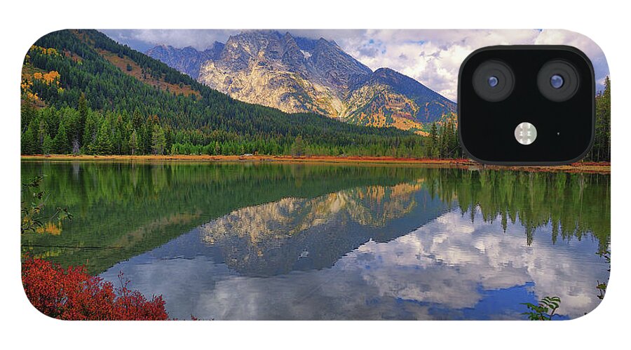 Leigh Lake iPhone 12 Case featuring the photograph Leigh Lake Morning Reflections by Greg Norrell