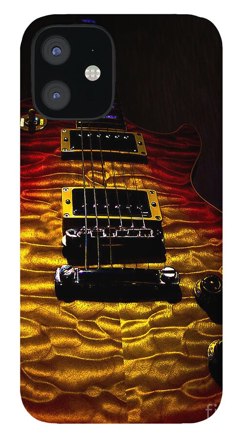 Guitar iPhone 12 Case featuring the digital art Guitar Custom Quilt Top Spotlight Series by Guitarwacky Fine Art