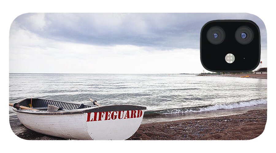 Toronto iPhone 12 Case featuring the photograph Lifeguard Boat on Toronto Beach by Laura Tucker