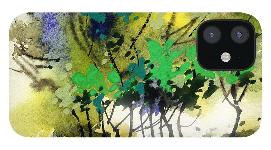 Nature iPhone 12 Case featuring the painting Light in Trees by Anil Nene