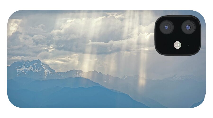 Landscape. Mountains iPhone 12 Case featuring the photograph Light through clouds by Peter Ponzio