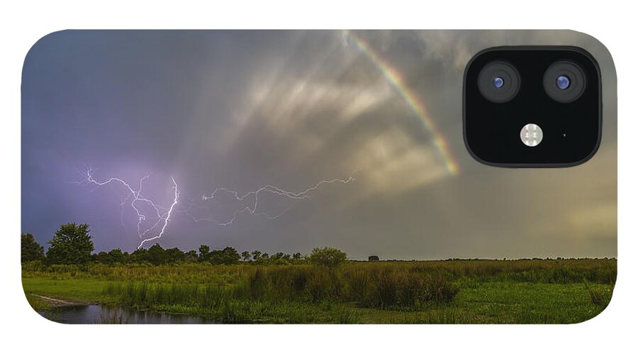 Anitcrepuscular Rays iPhone 12 Case featuring the photograph Lightning And The Rainbow by Justin Battles